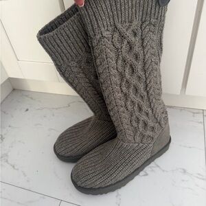 UGG Taupe Cable Knit Boots